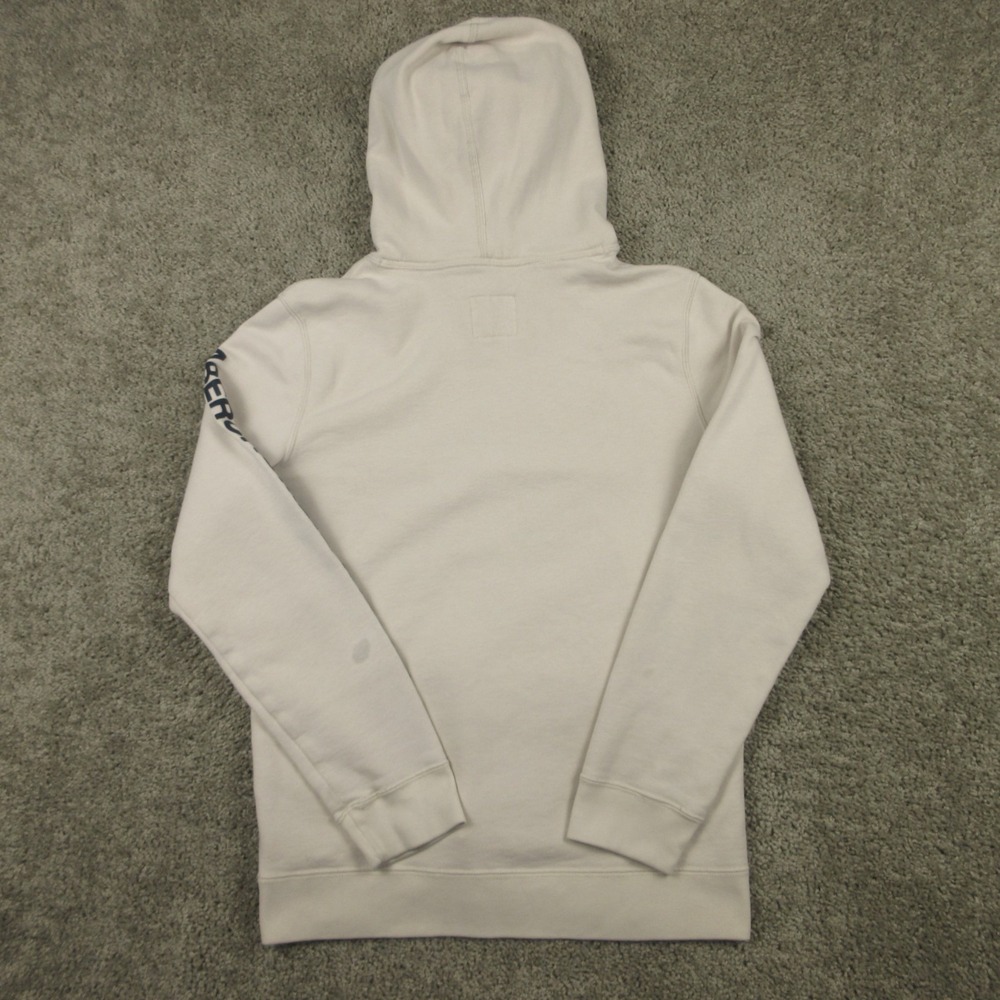 Abercrombie & Fitch Sweater Mens Medium Beige Fleece Pullover Hoodie Sweatshirt - Picture 10 of 15